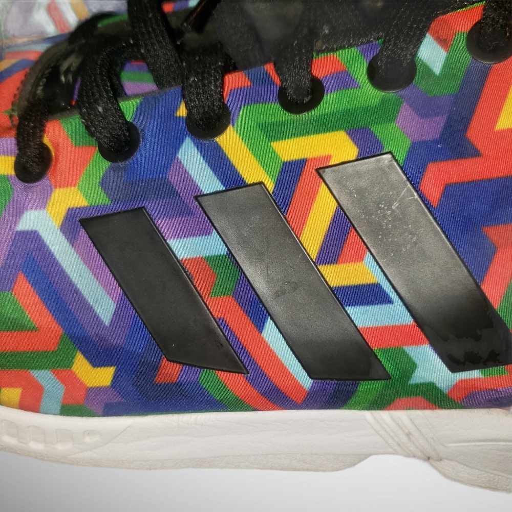 Men's Adidas ZX Flux Multi Color Rainbow Shoe! - Picture 4 of 10